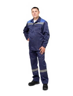 Костюм мужской рабочий БУВИНИ «Вокер» (куртка + брюки) т.-синий с васильком