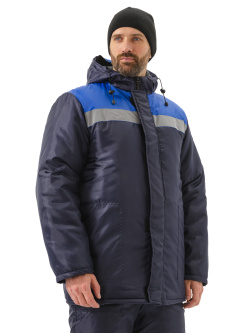 Костюм зимний "СТРОИТЕЛЬ-оксфорд" куртка/брюки, цвет: Т.СИНИЙ/ВАСИЛЁК