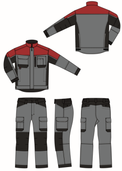 Костюм "ГОРОД" куртка/брюки, цвет: Т.СЕРЫЙ/ЧЕРНЫЙ/КРАСНЫЙ