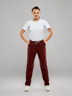 Брюки женские "Актив" бордовые, тк.Стрейч, 220