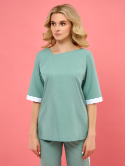 Костюм женский "Фиона" серо-зеленый с белым, тк.Флагман