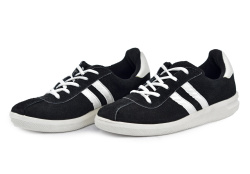 Кроссовки кожаные (спилок) 13-23-11 (STEP) черные с белой подошвой