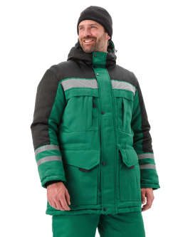 Костюм зимний "ЗИМНИК" куртка/брюки, цвет: т.зеленый/черный