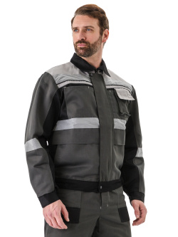 Костюм мужской "Виватный" летний с полукомбинезоном Т.СЕРЫЙ/ЧЁРНЫЙ/СВ.СЕРЫЙ