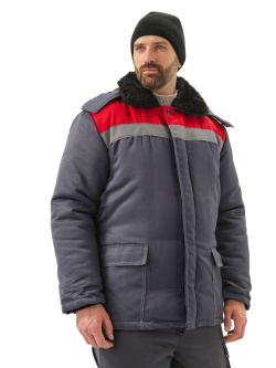 Куртка зимняя "УРАЛ" цвет: т.серый/красный