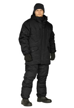 Костюм зимний "ГОРКА" куртка/брюки, цвет: черный, ткань: Рип-Стоп/Рип-Стоп