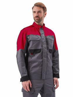 Костюм "ГОРОД" куртка/брюки, цвет: Т.СЕРЫЙ/ЧЕРНЫЙ/КРАСНЫЙ