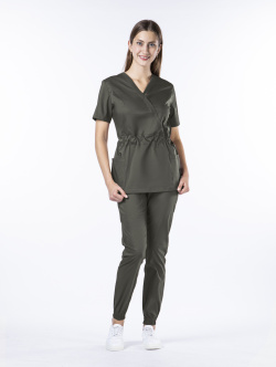 Костюм женский "Джеки" хаки, тк.Стрейч,120