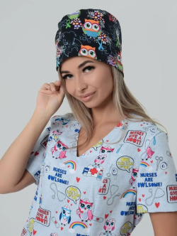 Колпак SVforma для медработников "Совы" с принтами