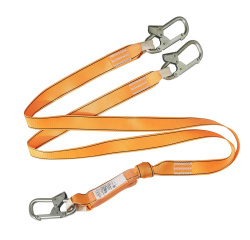 Строп двойной ленточный "ОкаПром" с двумя карабинами и амортизатором тип аАд (лента, КТ1,КТ1,КТ1)