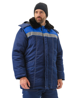 Костюм зимний "ВЬЮГА" куртка/полукомб. цвет: т.синий/василек