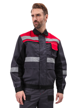 Костюм мужской "Виватный" летний с полукомбинезоном т.серый/черный/красный