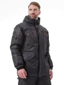 Костюм "ГЕРКОН-ВЕСНА/ОСЕНЬ" куртка/брюки цвет: "ЧЕРНЫЙ" ткань: PONGE DOBBY DYED PU MILKY BLACK