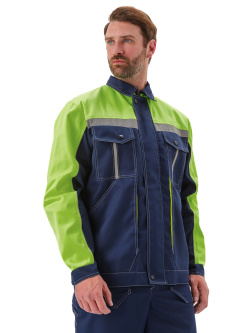 Костюм мужской "Оптимальный" летний с брюками т.синий/лимонный