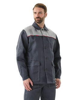 Костюм мужской "Дамаск" летний Т.СЕРЫЙ/СВ.СЕРЫЙ/КРАСНЫЙ