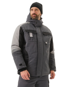 Костюм зимний "ВЕКТОР" куртка/полукомб, цвет:Т.СЕРЫЙ/ЧЕРНЫЙ/СВ.СЕРЫЙ