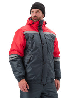 Костюм зимний "СТИМ" куртка/полукомб. цвет: т.серый/красный