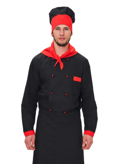 Костюм повара мужской "Дуглас" черный с красным (АКЦИОННАЯ ЦЕНА 20% с 01.03. по 15.03.26) 