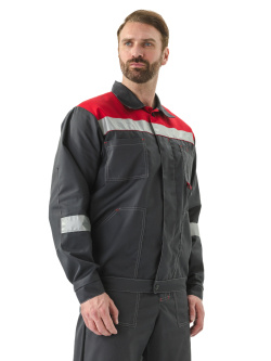 Костюм "ЛЕГИОН" куртка/полукомб. Т.СЕРЫЙ/КРАСНЫЙ