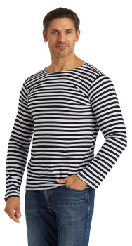 Тельняшка с начесом, длинный рукав, черная (морская пехота)