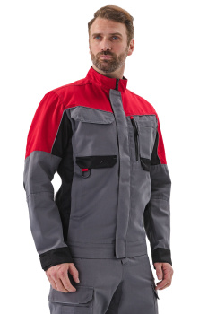 Костюм "ГОРОД" куртка/брюки, цвет: Т.СЕРЫЙ/ЧЕРНЫЙ/КРАСНЫЙ