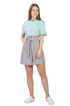 Халат медицинский женский серый/мята "Мария", тиси РАСПРОДАЖА 20%