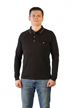 Рубашка-поло черная с длинным рукавом (заказ от 20 шт)