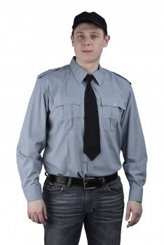 Рубашка мужская "Охрана" (дл. рукав) св-серая