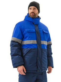 Костюм зимний "БАЛТИКА" IV кл.,куртка/полукомб. цвет: т.синий/василек, ткань "НОРД"