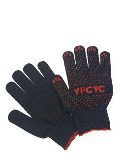 Перчатки УРСУС х/б люкс ЧЕРНЫЕ ПВХ-точка 10 кл 