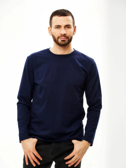 Футболка с длинными рукавами темно-синяя