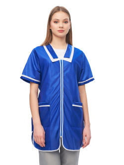 Халат женский нейлоновый (кор. рукав) васильковый