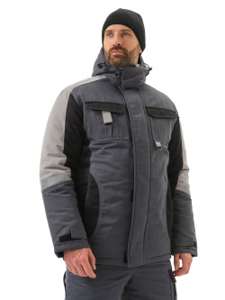 Костюм зимний "ВЕКТОР" IV кл., куртка/полукомб.цвет:Т.СЕРЫЙ/ЧЕРНЫЙ/СВ.СЕРЫЙ 