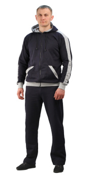 Костюм трикотажный "ТИР-2" т-синий с серым (куртка + брюки 100%х/б) РАСПРОДАЖА 20%