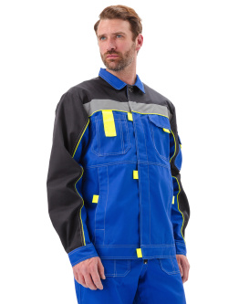 Костюм "РОЛЬФ" куртка/полукомб. ВАСИЛЁК/ЧЁРНЫЙ/ЛИМОН