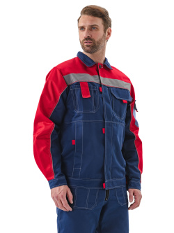 Костюм "РОЛЬФ" куртка/полукомбинезон, цвет: СИНИЙ/КРАСНЫЙ, ткань: Твил-240