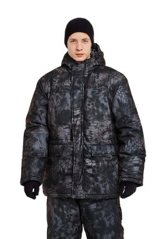 Костюм зимний "СКАНДИН" куртка/полукомб. цвет: кмф Черный питон, ткань: Алова