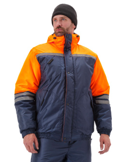 Костюм зимний "СТИМ" куртка/полукомб. цвет: т.синий/оранжевый