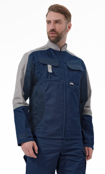 Костюм "МЕГА" куртка/полукомбинезон, цвет: ВАСИЛЕК /Т.СИНИЙ/СВ.СЕРЫЙ