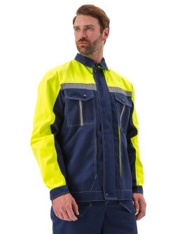 Костюм мужской "Оптимальный" летний с брюками т.синий/лимонный