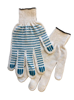 Перчатки трикотажные х/б люкс ПВХ-точка 10 кл (500 пар/мешок)