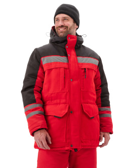 Костюм зимний "ЗИМНИК" куртка/брюки, цвет: красный/черный