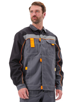 Костюм "РОЛЬФ" куртка/полукомб, цвет: Т.СЕРЫЙ/ЧЕРНЫЙ