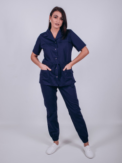 Костюм женский "Хлоя" т-синий, тк.Стрейч,120