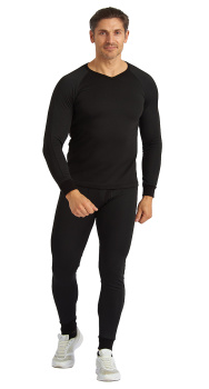 Термобельё LS для средней активности, кальсоны и фуфайка, черное РАСПРОДАЖА