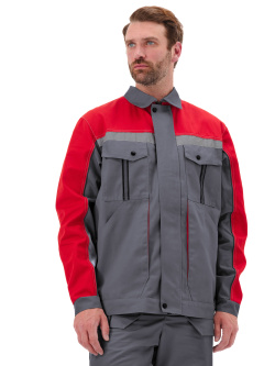 Костюм мужской "Оптимальный" летний с брюками серый/красный