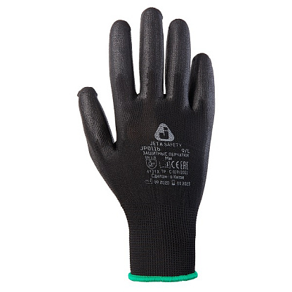 Перчатки защитные из полиэфира с полиуретановым покрытием Jeta Safety JP011b черные 