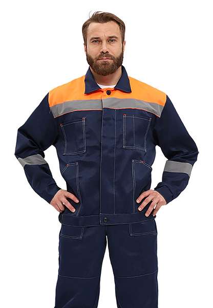 Костюм "ЛЕГИОН" куртка/полукомб. Т.СИНИЙ/ОРАНЖЕВЫЙ - Урсус