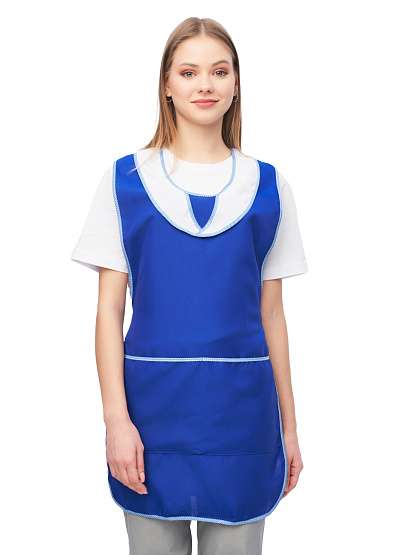 Фартук-сарафан "Иней" васильковый с белым - Урсус