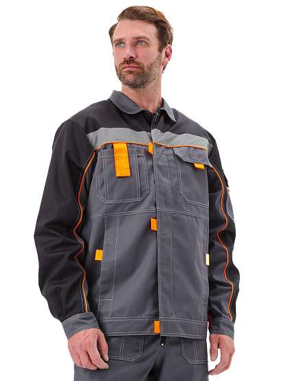 Костюм "РОЛЬФ" куртка/полукомб, цвет: Т.СЕРЫЙ/ЧЕРНЫЙ - Урсус